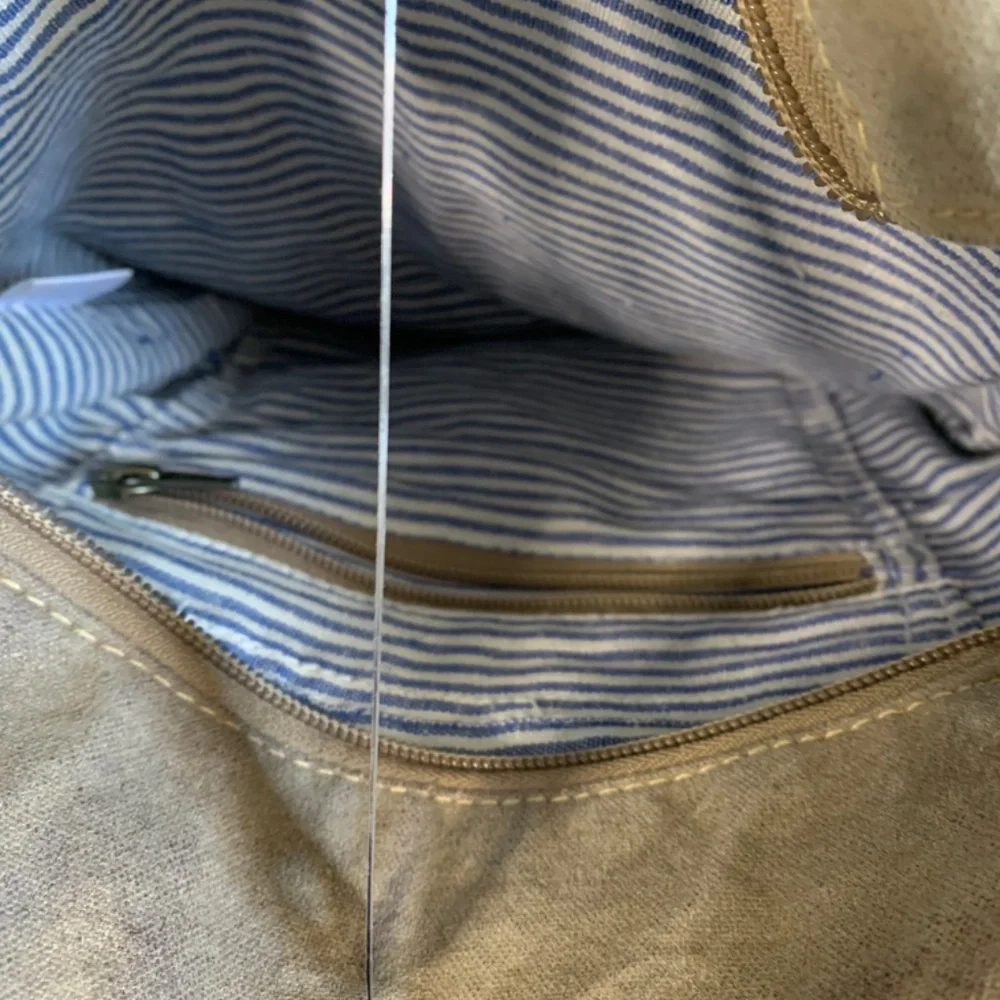 Peace and Patience Canvas Upcycled Leather Bag - Picture 6 of 7